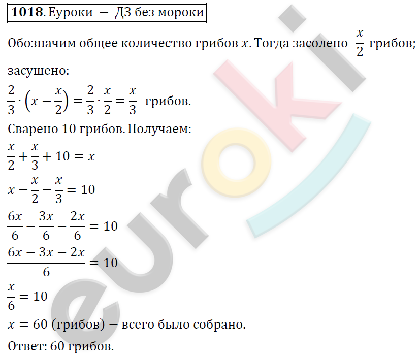Математика 6 класс. ФГОС Дорофеев, Шарыгин Задание 1018