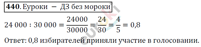 Математика 6 класс. ФГОС Дорофеев, Шарыгин Задание 440
