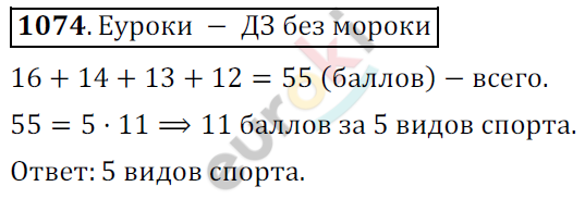 Математика 6 класс. ФГОС Мерзляк, Полонский, Якир Задание 1074