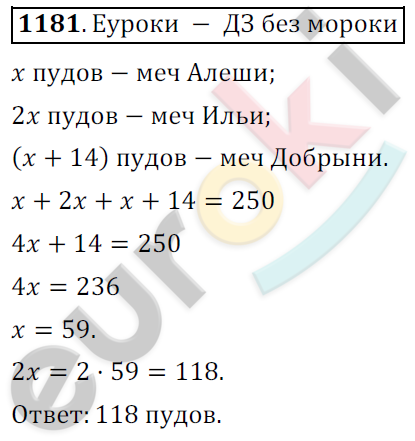 Математика 6 класс. ФГОС Мерзляк, Полонский, Якир Задание 1181