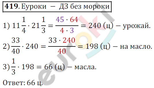 Математика 6 класс. ФГОС Мерзляк, Полонский, Якир Задание 419