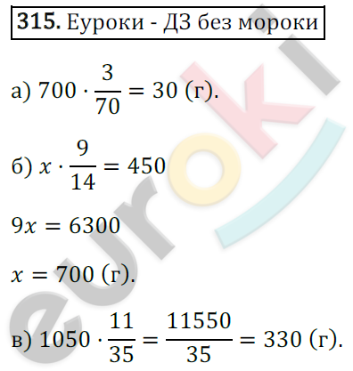 Математика 6 класс. ФГОС Зубарева, Мордкович Задание 315