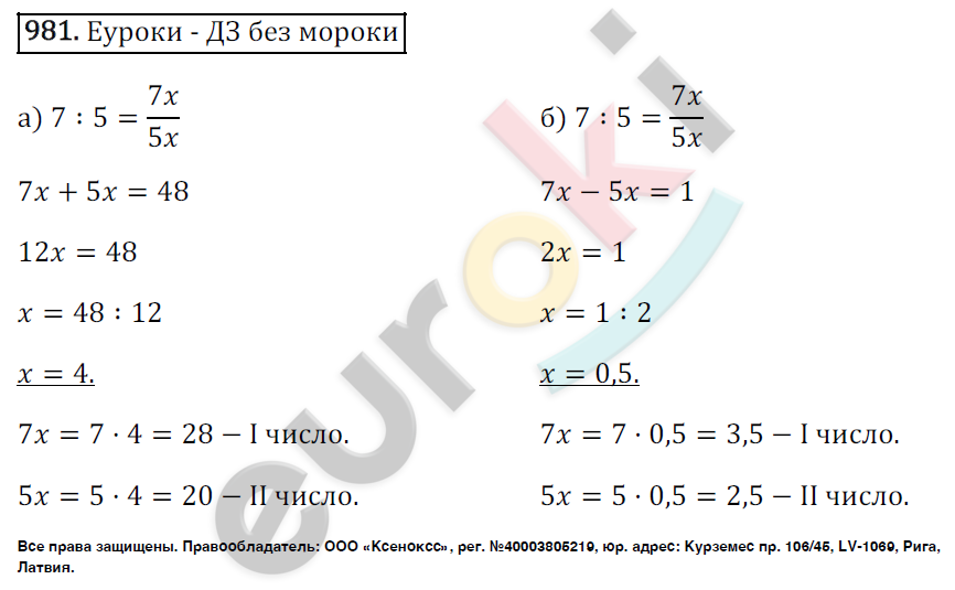 Математика 6 класс. ФГОС Зубарева, Мордкович Задание 981