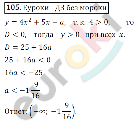Дидактические материалы по алгебре 9 класс Мерзляк, Полонский, Рабинович Вариант 105