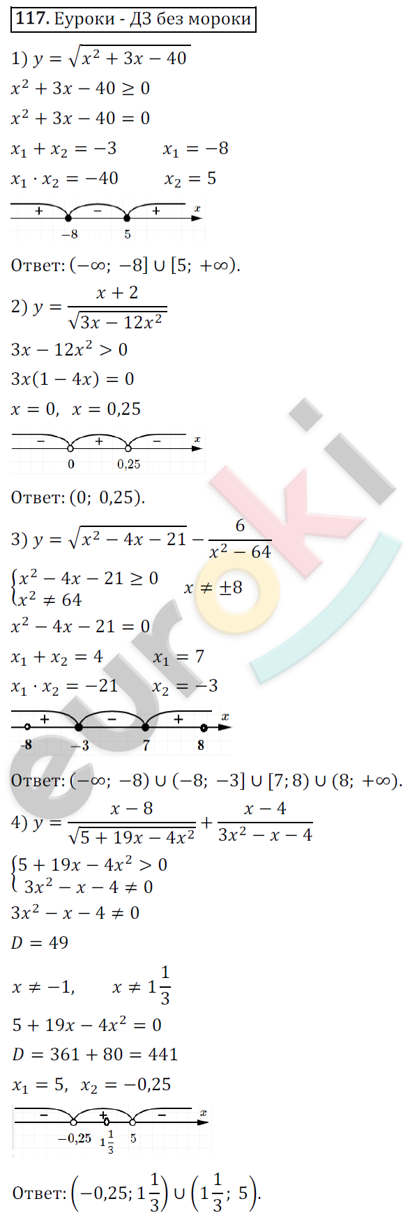 Дидактические материалы по алгебре 9 класс Мерзляк, Полонский, Рабинович Вариант 117