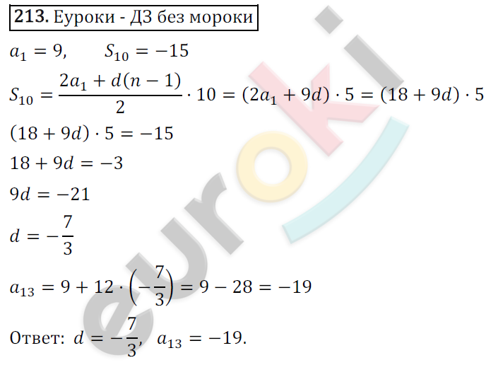 Дидактические материалы по алгебре 9 класс Мерзляк, Полонский, Рабинович Вариант 213