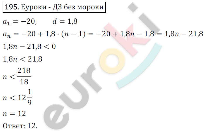 Дидактические материалы по алгебре 9 класс Мерзляк, Полонский, Рабинович Вариант 195