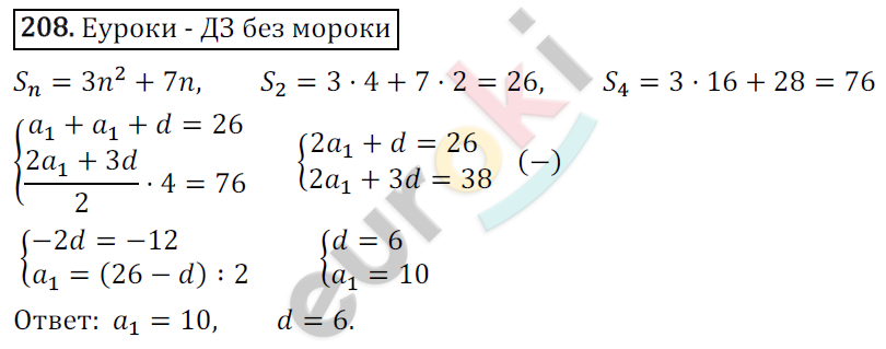 Дидактические материалы по алгебре 9 класс Мерзляк, Полонский, Рабинович Вариант 208