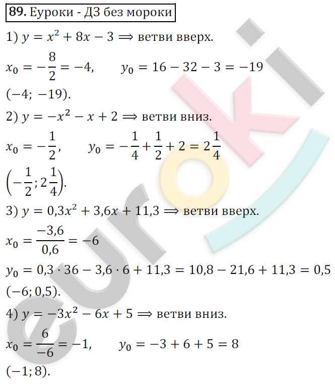Дидактические материалы по алгебре 9 класс Мерзляк, Полонский, Рабинович Вариант 89