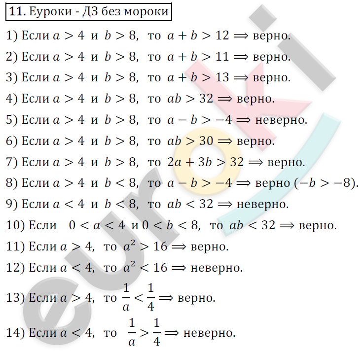 Дидактические материалы по алгебре 9 класс Мерзляк, Полонский, Рабинович Вариант 11