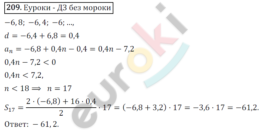 Дидактические материалы по алгебре 9 класс Мерзляк, Полонский, Рабинович Вариант 209