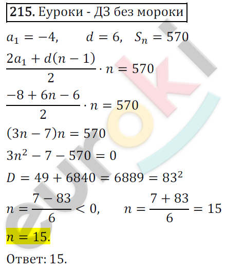 Дидактические материалы по алгебре 9 класс Мерзляк, Полонский, Рабинович Вариант 215