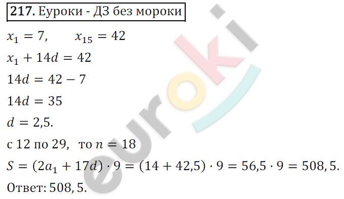 Дидактические материалы по алгебре 9 класс Мерзляк, Полонский, Рабинович Вариант 217