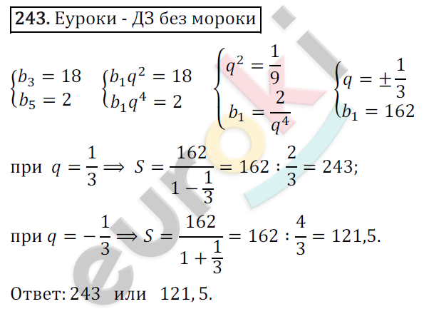 Дидактические материалы по алгебре 9 класс Мерзляк, Полонский, Рабинович Вариант 243