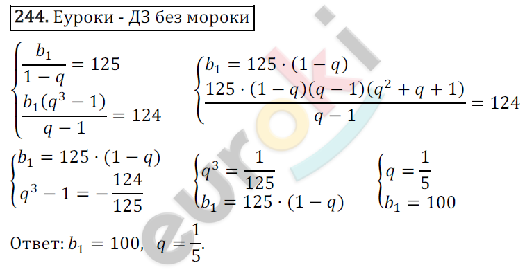 Дидактические материалы по алгебре 9 класс Мерзляк, Полонский, Рабинович Вариант 244