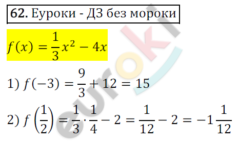Дидактические материалы по алгебре 9 класс Мерзляк, Полонский, Рабинович Вариант 62