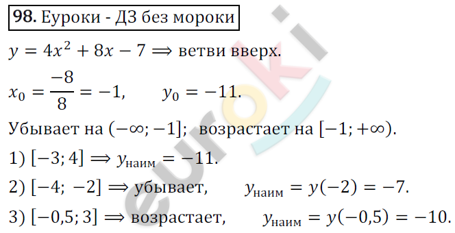 Дидактические материалы по алгебре 9 класс Мерзляк, Полонский, Рабинович Вариант 98