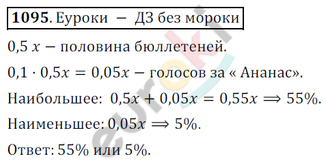 Математика 6 класс. ФГОС Никольский Задание 1095