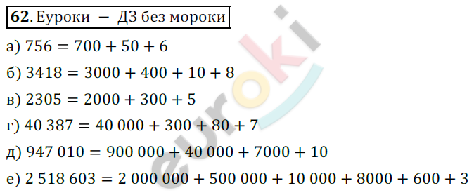 Математика 5 класс. ФГОС Дорофеев, Шарыгин Задание 62